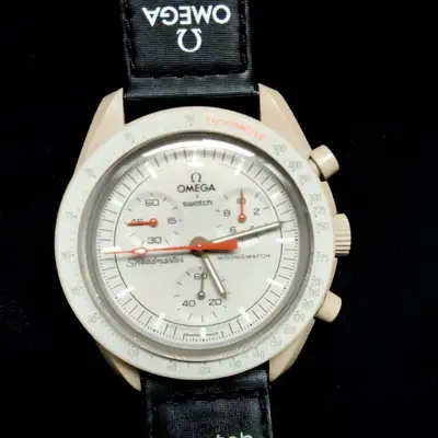 Omega Swatch Speedmaster Chronograph Silver Black