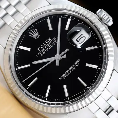 Rolex DATEJUST BLACK 18K WHITE GOLD