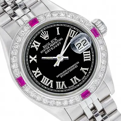 Rolex Datejust SS Black Diamond-Ruby 0.85ct