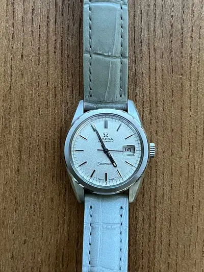 Omega Seamaster Date Stainless Steel Leather