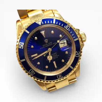Rolex Submariner 18K Yellow Gold Blue