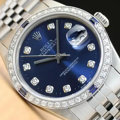 Rolex DATEJUST BLUE DIAMOND 18K WHITE
