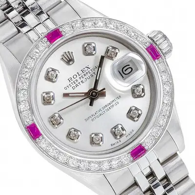 Rolex Datejust Stainless Steel Diamond-Ruby Bezel