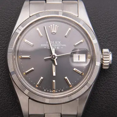 Rolex Date Engine-Turned Bezel Slate