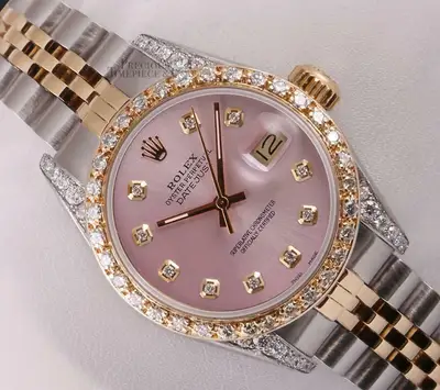 Rolex Datejust 18k/SS-Diamond Lug-Ice Pink -Diamond