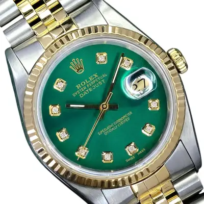 Rolex Datejust Two-Tone Green 18KY Fluted