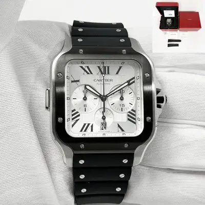 Cartier Santos Chronograph WSSA0017 Silver Steel