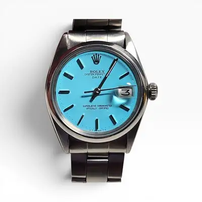 Rolex Date Blue Turquoise Steel Oyster