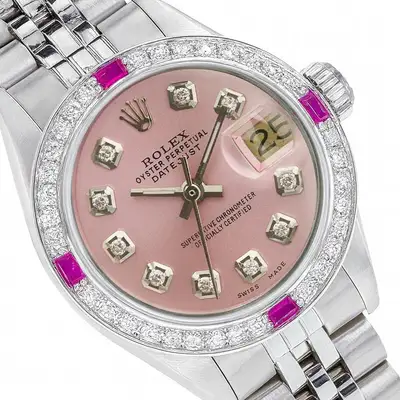 Rolex Datejust Stainless Steel Pink Bezel