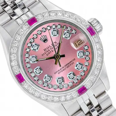 Rolex Datejust Stainless Steel String Pink