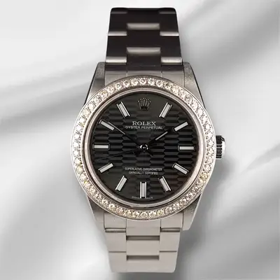 Rolex Oyster Perpetual 1ct Diamonds Black