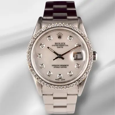 Rolex Date 1ct Prong Diamonds White