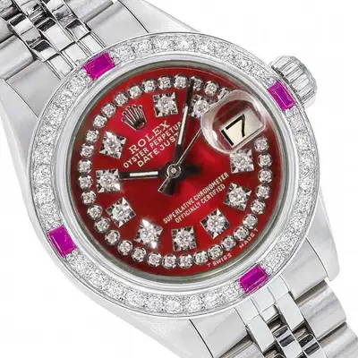 Rolex Datejust Stainless Steel String Red