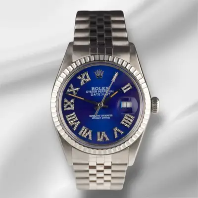 Rolex Datejust Steel Engine-Turned Blue Roman