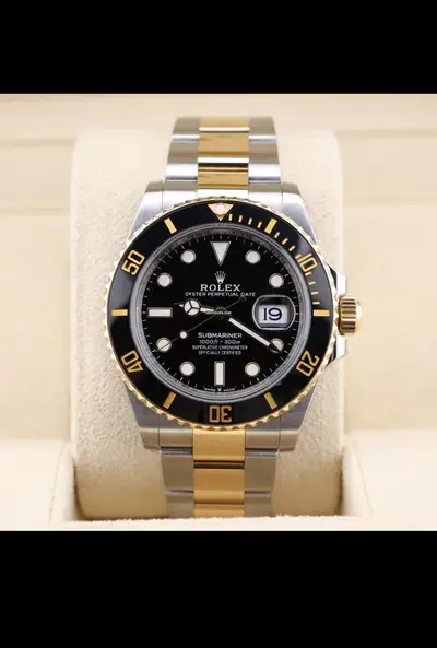 Rolex Rolex Submariner 126613LN Silver and Gold Oyster Bracelet with Black Bezel
