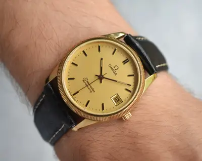Omega Seamaster Gold Date Fluted