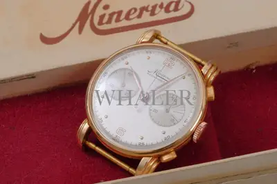 Unknown Minerva 18k Rose Gold Oversized Chronograph
