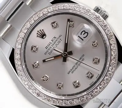 Rolex Men Datejust Stainless Steel Oyster-Diamond