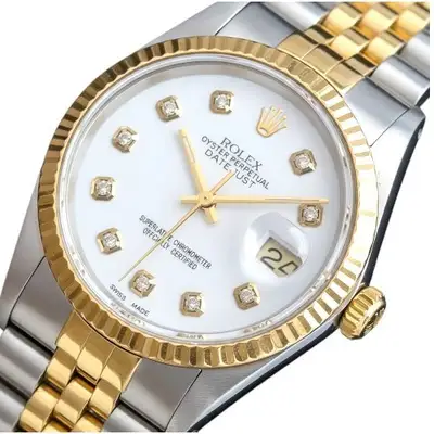 Rolex Datejust Two-Tone White 18KY Fluted