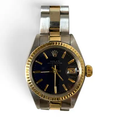 Rolex Date Two Tone Black Blue