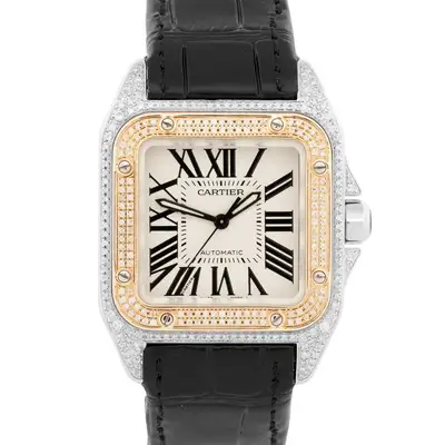 Cartier Santos 100 PAVE DIAMOND Two-Tone