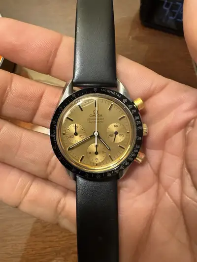 Omega OMEGA Speedmaster Auto Chronograph 2-tone Gold/SS Watch Missing Bezel 38mm
