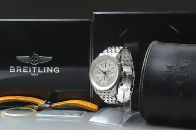 Breitling Navitimer World White Chronograph GMT