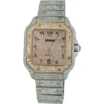Cartier Stainless Steel Santos Iced Out