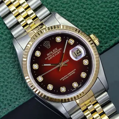 Rolex Datejust Twotone Red Vignette Jubilee