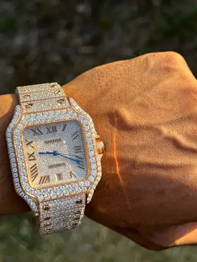 Cartier Santos Diamond Bezel Date Rose