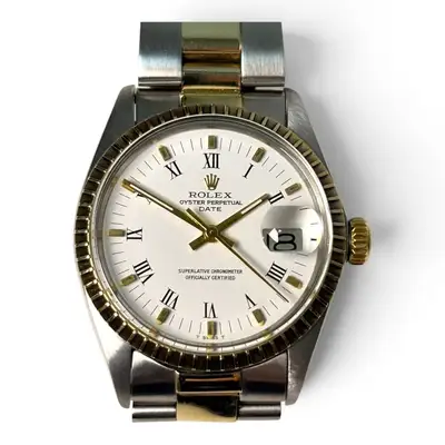 Rolex Date Two Tone White Roman