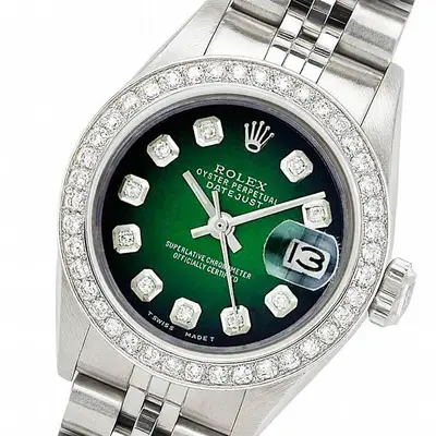 Rolex Datejust Steel Green Diamond Bezel