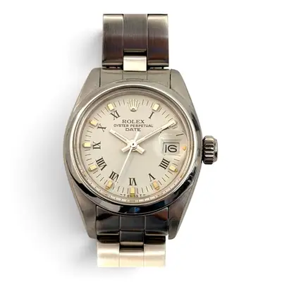 Rolex Date White Roman Oyster Steel