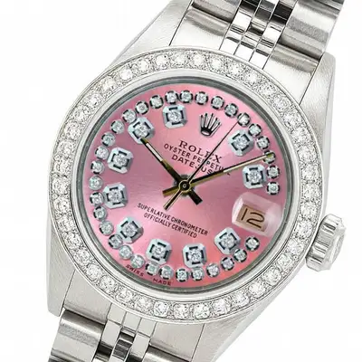 Rolex Datejust Steel String Pink Bezel