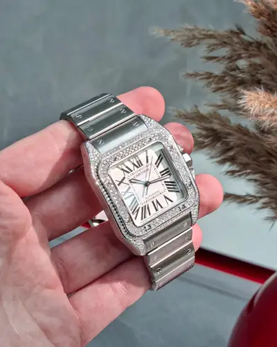 Cartier Santos 100 custom diamond Bezel