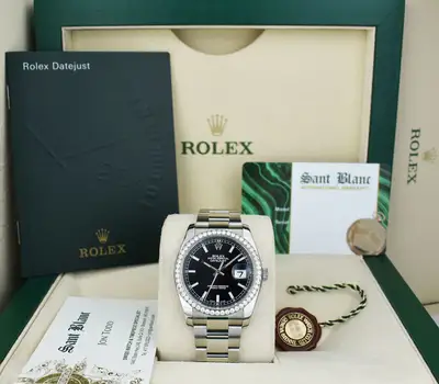 Rolex White Gold SS DateJust Black