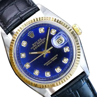 Rolex Datejust Two-Tone Blue Black Leather