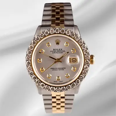 Rolex Datejust 18k YG Steel Iced