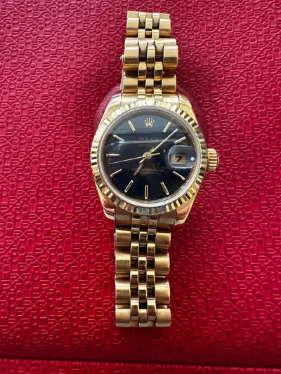 Rolex datejust gold with deep blue