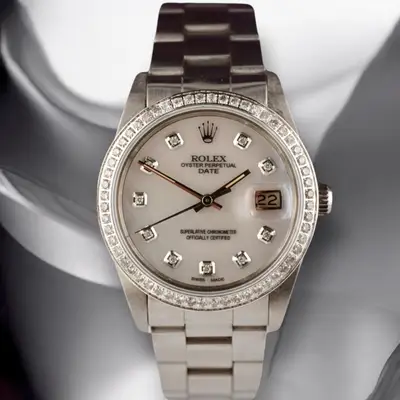 Rolex Date 1ct White Mop Steel