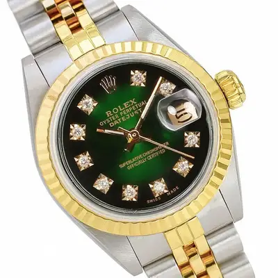 Rolex Datejust Two-Tone Green Vignette Jubilee