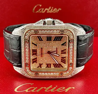 Cartier Santos 100 XL 2-Tone Iced