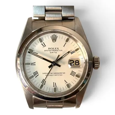 Rolex Date Steel White Roman Oyster