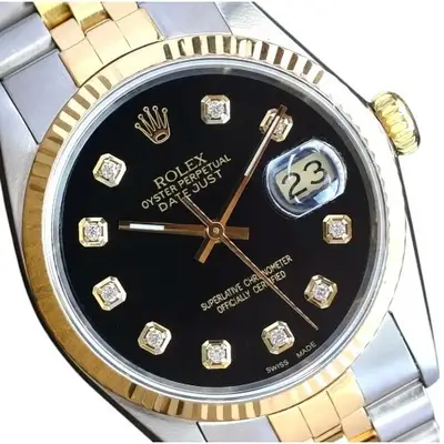 Rolex Datejust Two-Tone Black Fluted Jubilee