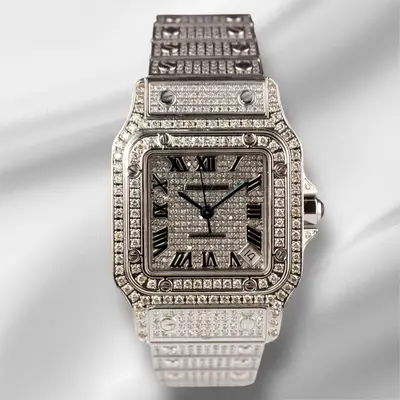 Cartier Santos Galbee Iced 10ct White