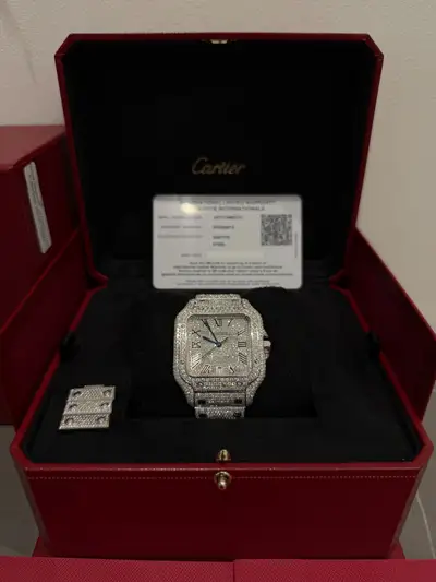 Cartier Santos Large Model Steel Iced