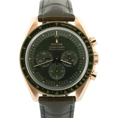 Omega 2023 PAPERS Omega Speedmaster GREEN Moonshine 18K Gold 310.63.42.50.10.001 BOX