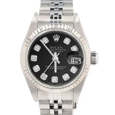 Rolex Datejust Steel Black 14KW Fluted