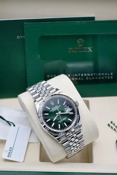 Rolex Datejust 36 Green Jubilee White