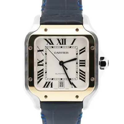 Cartier Santos 39. Two-Tone 18K Steel